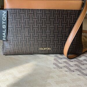 Halston Heritage Brown and Tan Leather Crossbody